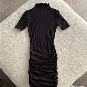Velvet Torch Black Ribbed Mini Dress